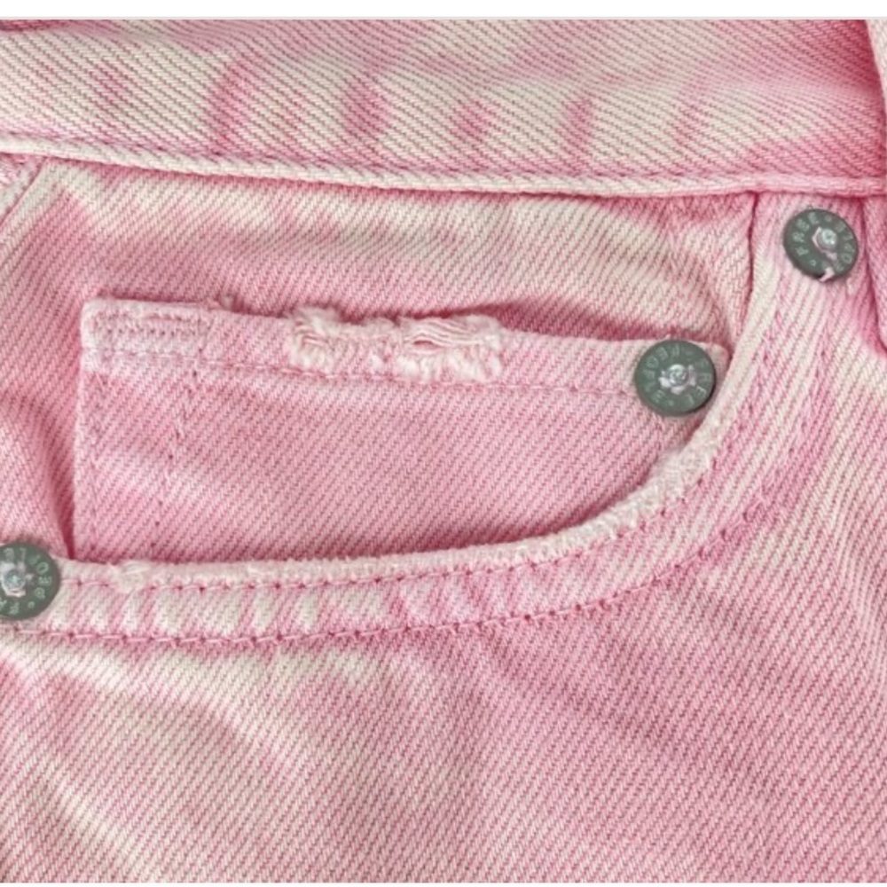 FREE PEOPLE We the Free Pink Button Fly Distressed Cutoff Shorts Size 31 - Picture 2 of 8